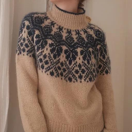 [Вязание] Вязаный спицами свитер Delft Pullover с жаккардовой кокеткой [Вяжи.ру] [Brianna Masons]