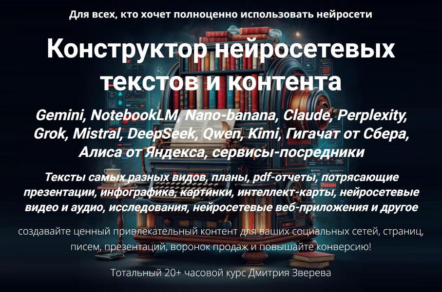Конструктор нейросетевых текстов и контента [Тариф Все сразу] [Дмитрий Зверев]