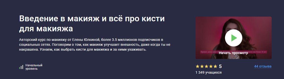 Введение в макияж и всё про кисти для макияжа [Stepik] [Елена Юлкина]