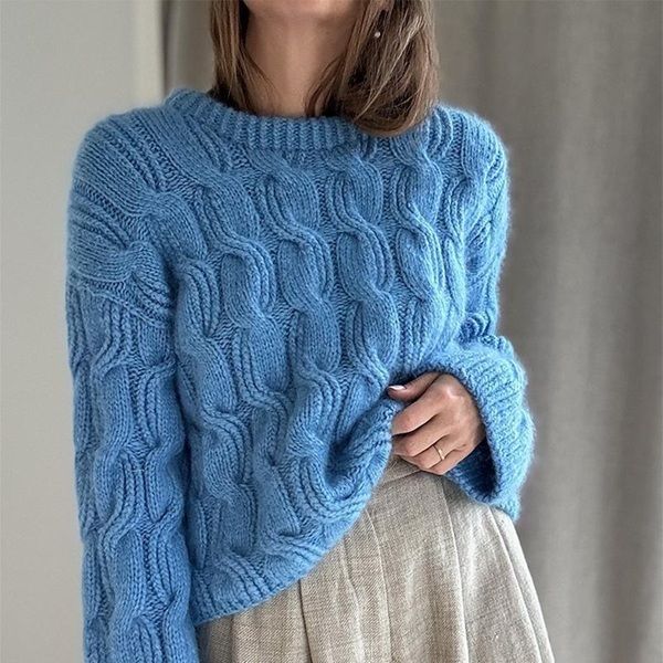 [Вязание] Вязаный спицами резинкой и косами текстурный свитер-оверсайз Rotate Loop [Вяжи.ру] [Otherloops]