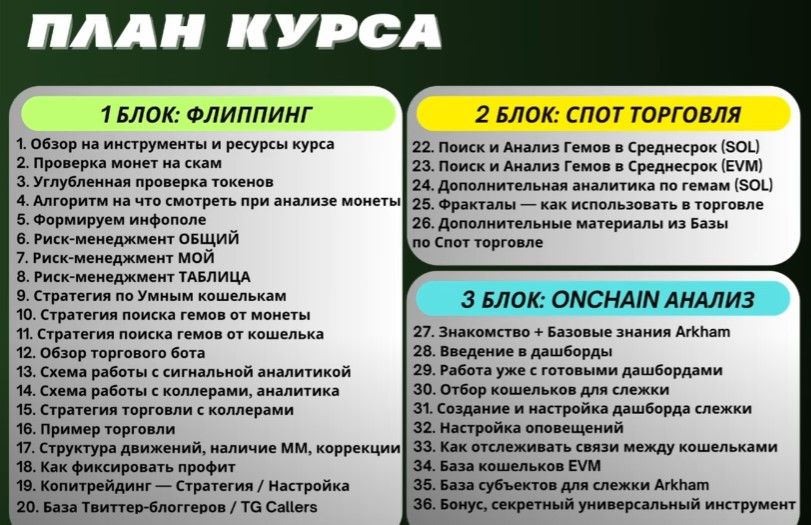 Курс «Флиппинг, Спот Торговля, Onchain Анализ» 2025 [Тариф Pro] [Dollar Den]