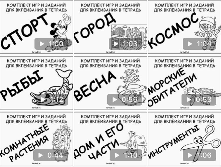 Комплекты игр и заданий по лексическим темам для вклеивания в тетрадь [Евгения Ларина]