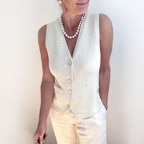 [Вязание] Модный жилет вязаный спицами без швов Tailored Vest [Вяжи.ру]