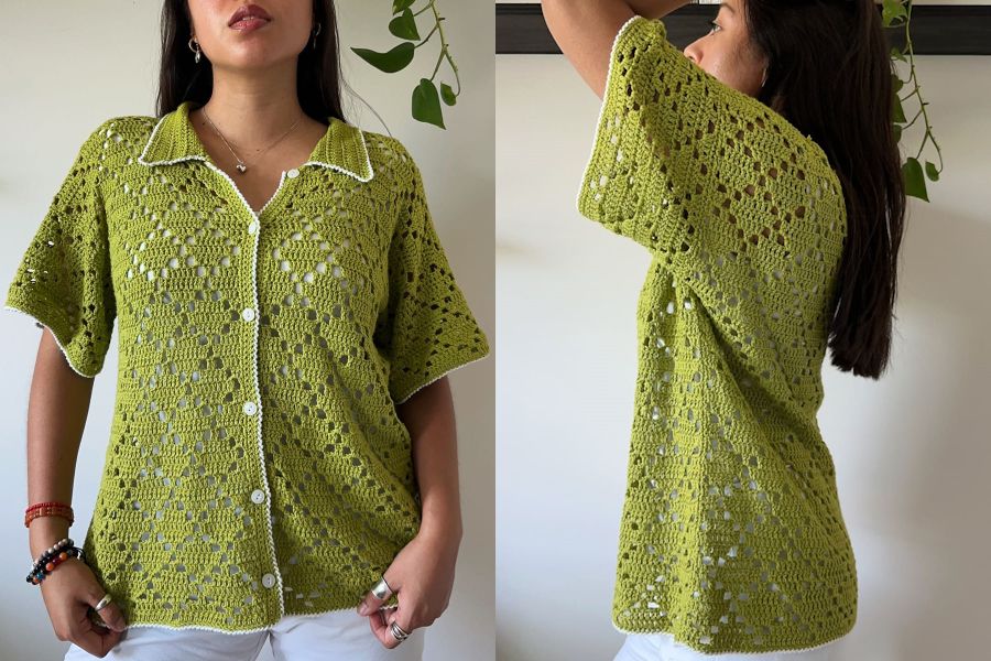 [Вязание] Филейная рубашка крючком Yolanda Shirt [Вяжи.ру] [Cosmaudi]