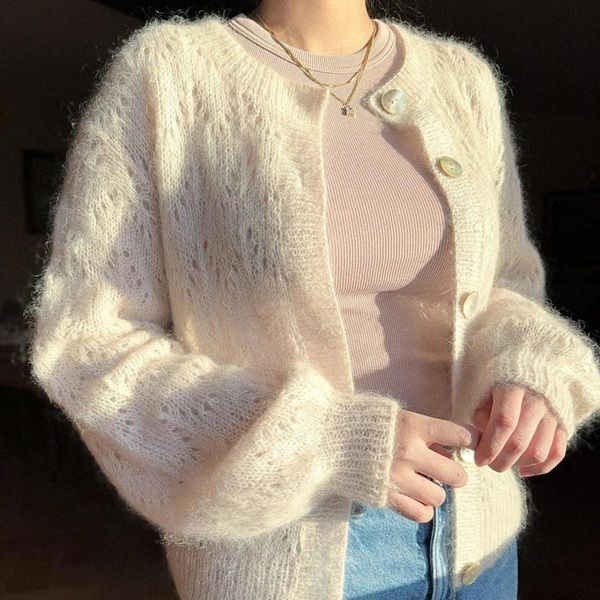 [Вязание] Ажурный кардиган из мохера вязаный спицами сверху Som Cardigan [Вяжи.ру] [Cookie the Knitter]