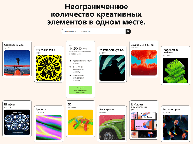 Envato Elements — безлимитный доступ к миллионам креативных ресурсов [Тариф Individual] [№1, на 1 год до 40 человек] [elements.envato.com]