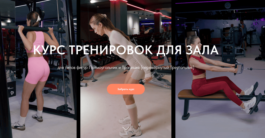 Курс для тренажерного зала: для типов фигур Прямоугольник и Трапеция (перевернутый Треугольник) [Liza Modelfit] [Елизавета Зуйкова]