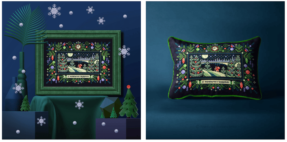 [Вышивка] Русский лес полон чудес | Дед Мороз в пихтовом лесу [Sventana] [Светлана Бойко]