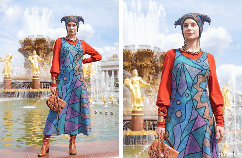 [Валяние] Шелковая мозаика. Двухсторонний сарафан [Школа войлока] [Татьяна Щелокова (Сапельникова)]