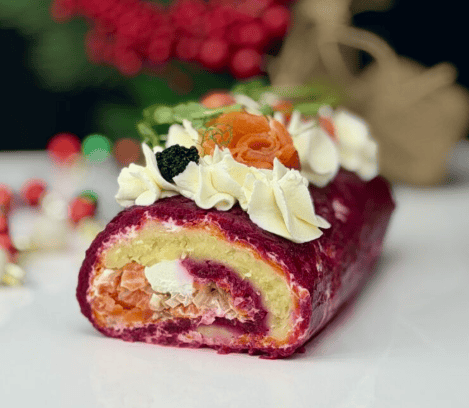 Салат в рулете новогодний с красной рыбой [Мария Манахова]