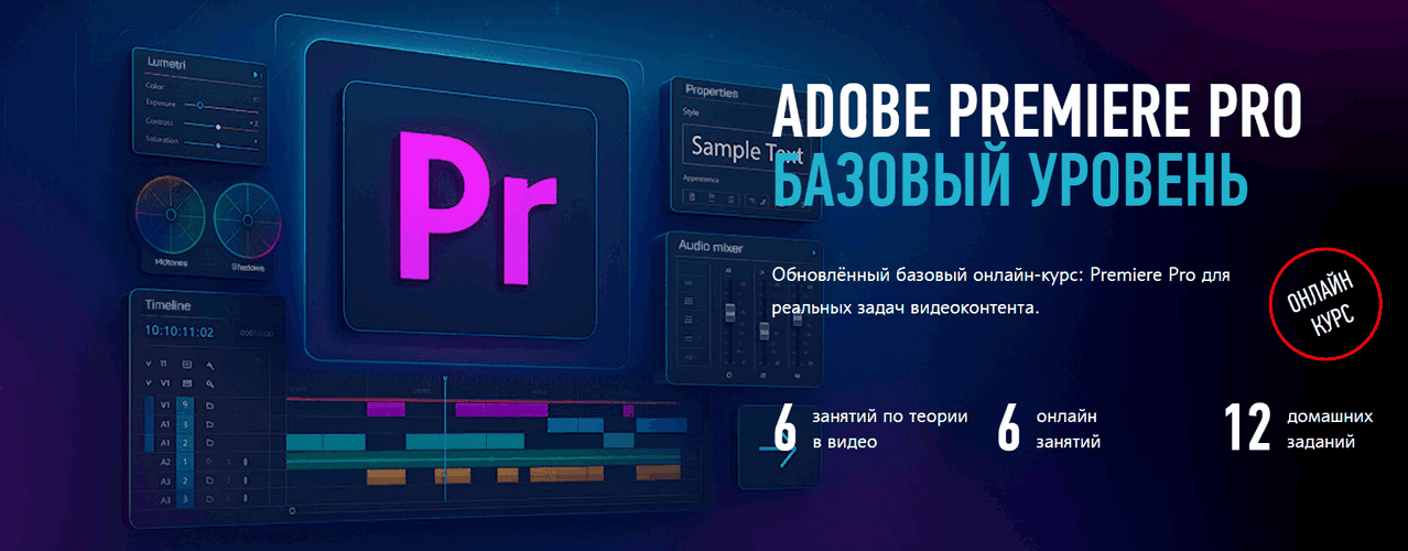 Adobe Premiere Pro базовый уровень (2025-2026) [Profileschool] [Дмитрий Ларионов]