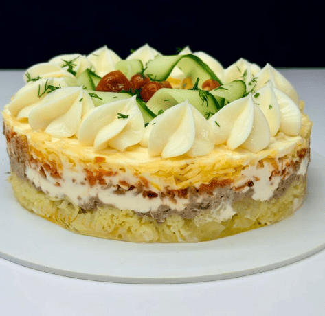 Салат с печенью и солеными огурцами [Мария Манахова]