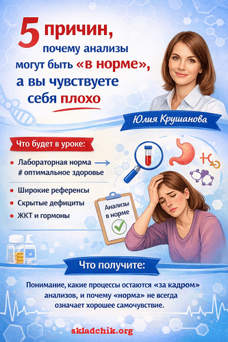 5 причин, почему анализы могут быть “в норме”, а вы чувствуете себя плохо [Юлия Крушанова]