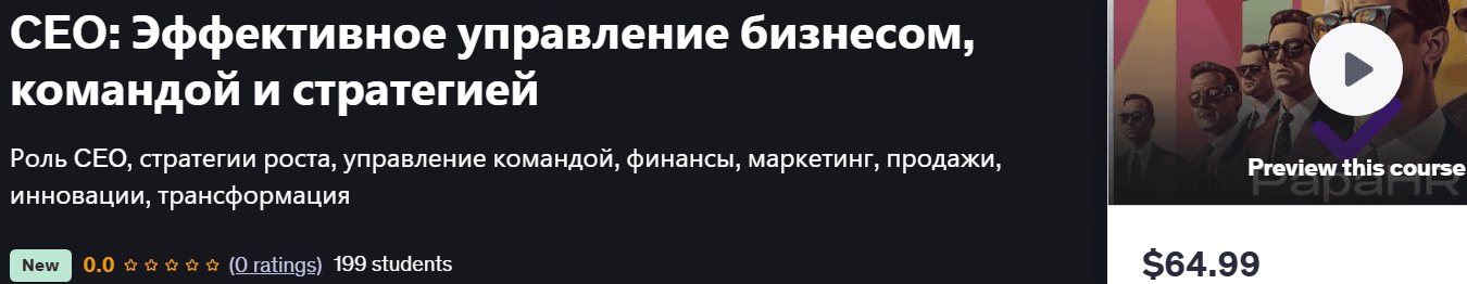 CEO: Эффективное управление бизнесом, командой и стратегией [Mike Pritula] [udemy]