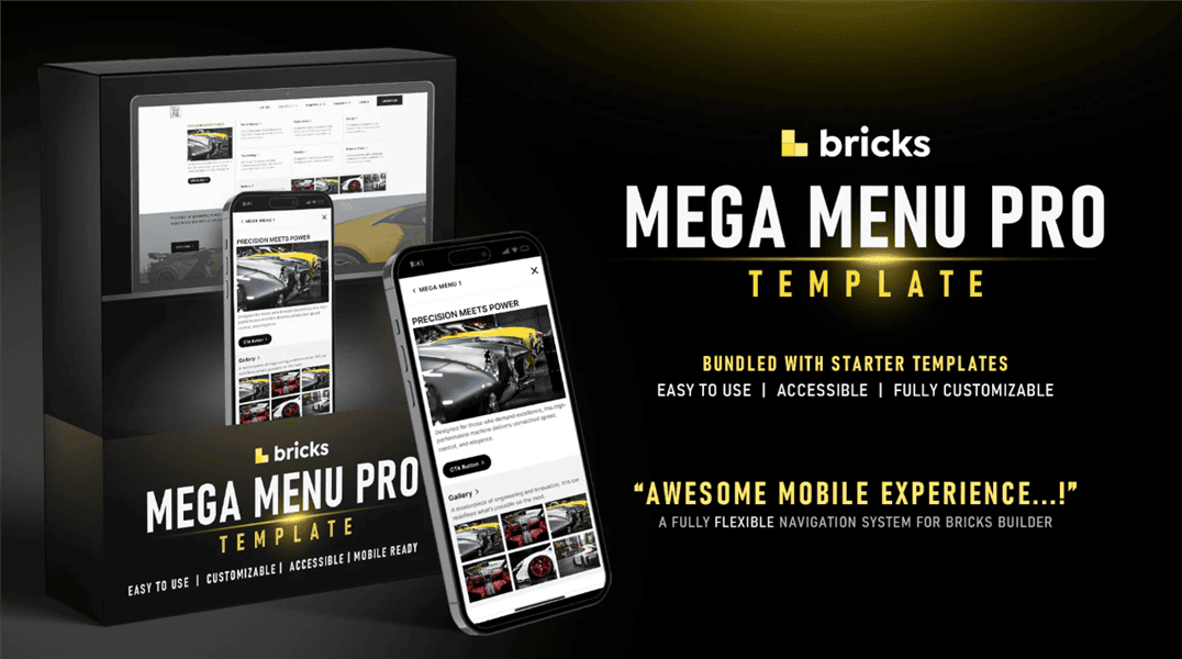 [WP] Bricks Mega Menu Pro Template — готовый шаблон мега-меню для Bricks Builder