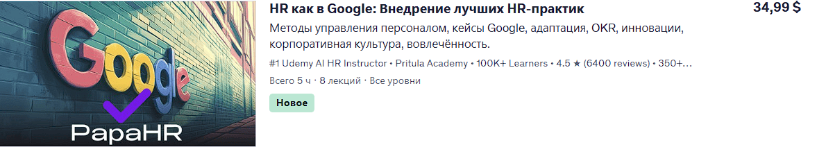 HR как в Google: Внедрение лучших HR-практик [Udemy] [Mike Pritula]