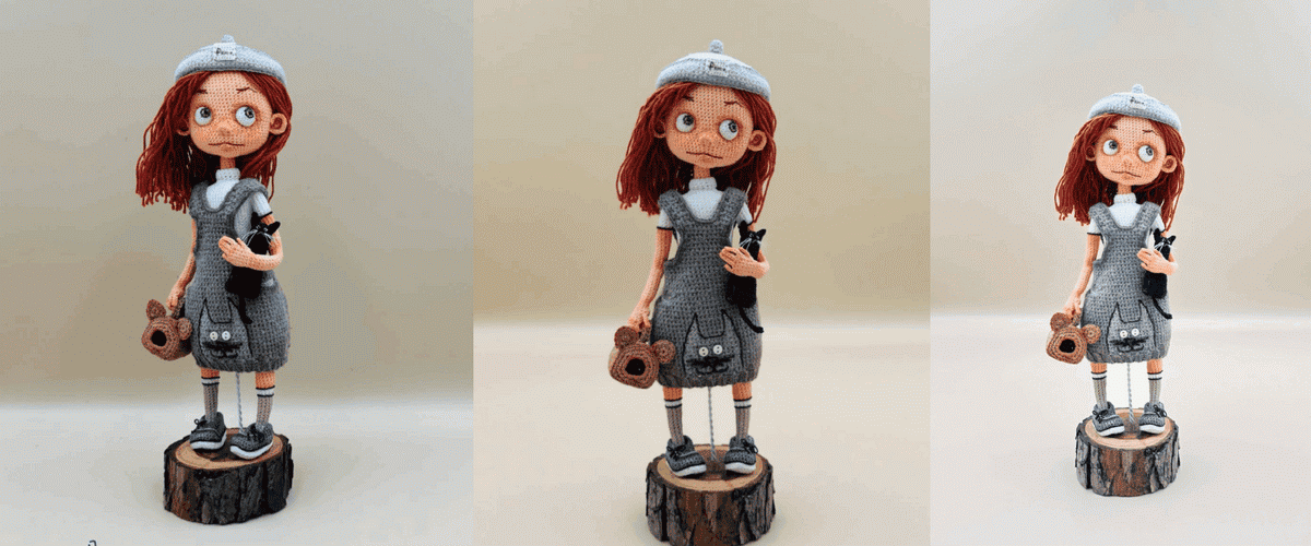 [Вязаные игрушки] Девочка с кошкой [Елена Шаповалова]