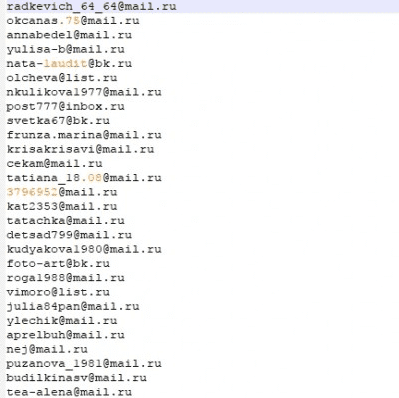 Email база женщин Москвы (2017)