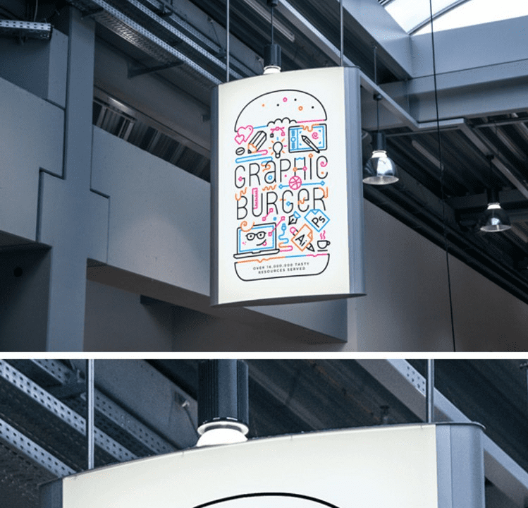 Indoor Advertising Poster MockUp (MockUp в виде рекламной вывески)