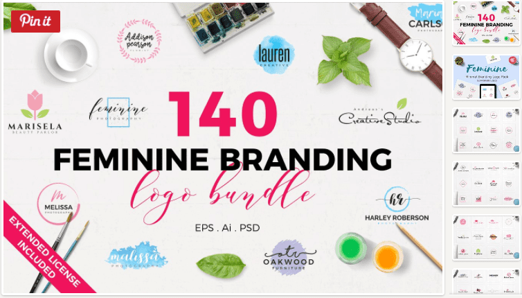 140 Feminine Branding Logo Bundle (2017)