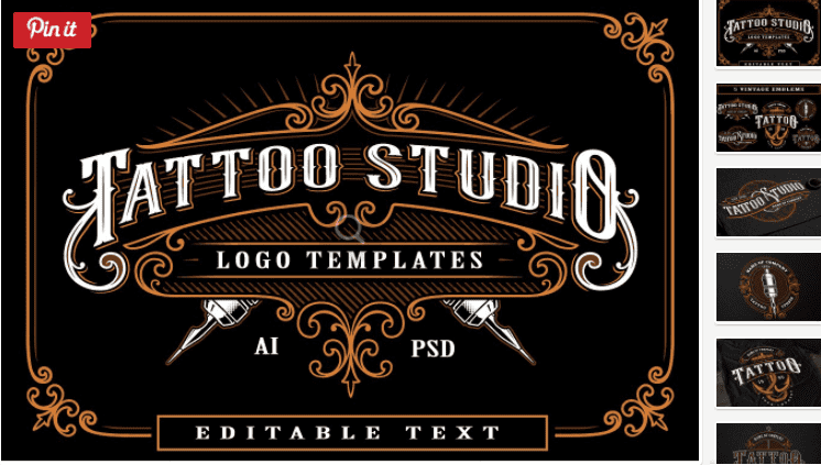 Set of vintage tattoo studio logos (2018)