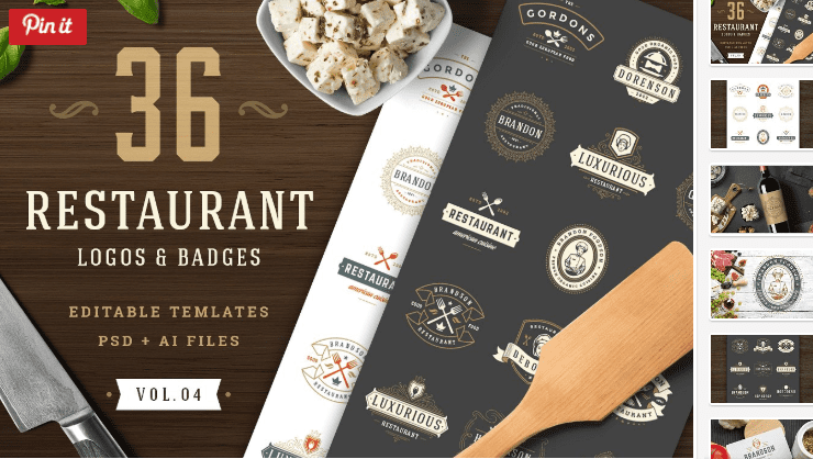 36 Restaurant Logos and Badges vol 4 (2018)