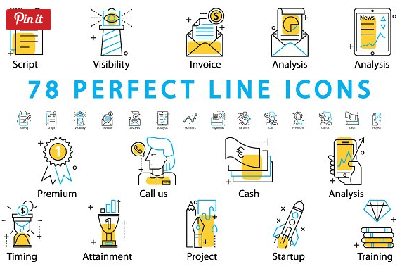 [Creativemarket] 78 perfect line icons designed in a contemporary style (2016)