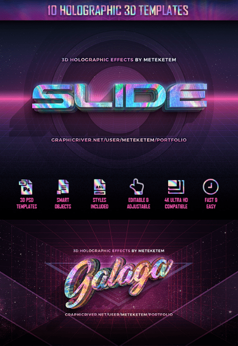 3D Holographic Text Effects (2018)