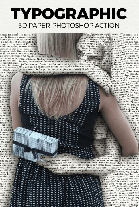 Typographic 3D paper Photoshop Action (2018)