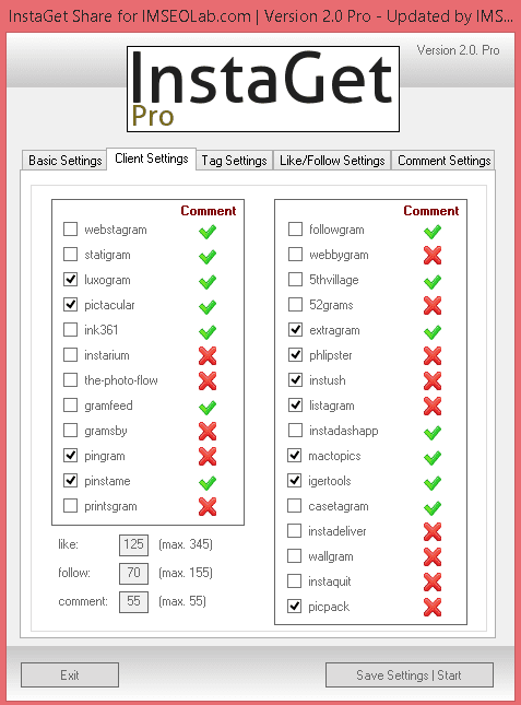 InstaGet Pro 2.0 (бот-комбайн для instagram)