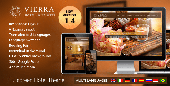 [WP] Vierra - Responsive Hotel Wordpress Theme (для гостинец и отелей)