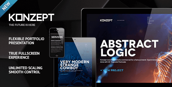 Konzept 2.2 — полноэкранный портфолио WordPress шаблон