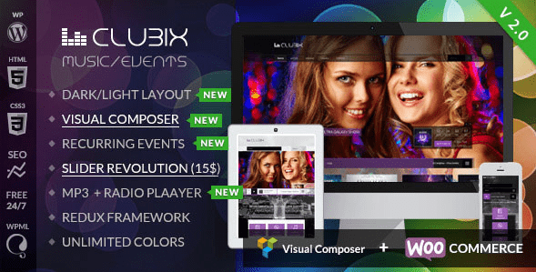 Clubix v2.2.4 - музыкальный шаблон для Wordpress