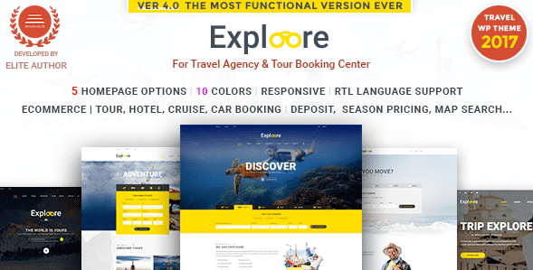EXPLOORE v3.10 — путешествия / бронирование / отель WordPress шаблон