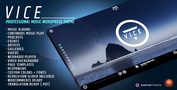 Vice v1.7.1 — музыкальная группа / ди-джей / радио WordPress шаблон