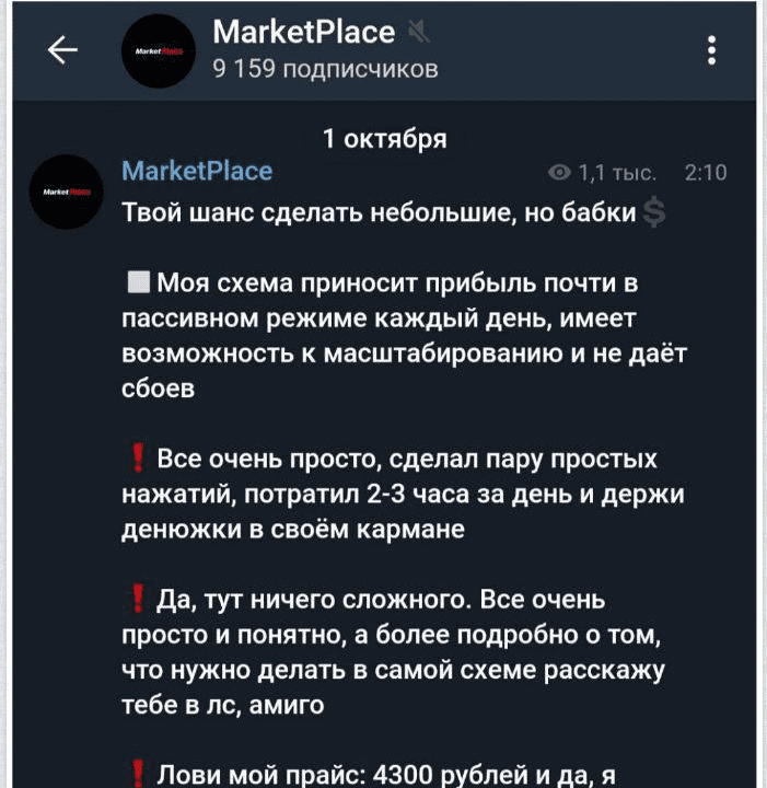 Схема с MarketPlace за 4300 рублей (2019)