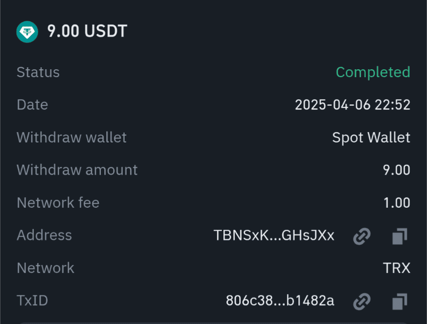 Оплата в USDT (Tether TRC20)